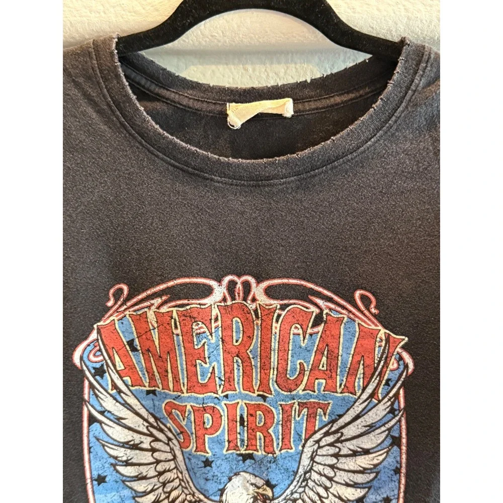 Refined Canvas American Spirit Eagle Graphic Tee Charcoal Gray Distressed Large - Picture 3 of 6